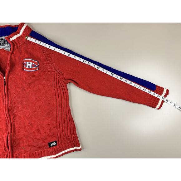 Vintage NHL Montreal Canadiens Knit Zip Up Sweater Mens L Red Full Zip Jacket - Picture 8 of 11